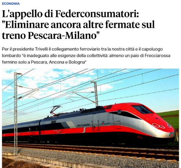 collegamento ferroviario Pescara-Milano